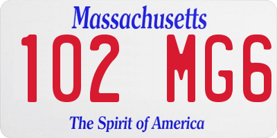 MA license plate 102MG6