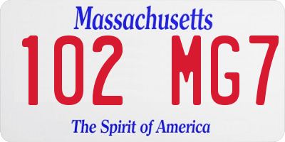 MA license plate 102MG7