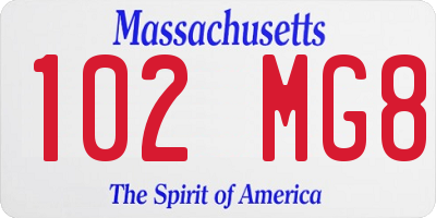 MA license plate 102MG8