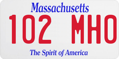 MA license plate 102MH0