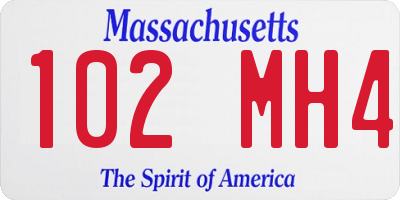 MA license plate 102MH4