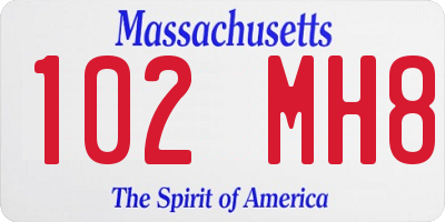 MA license plate 102MH8