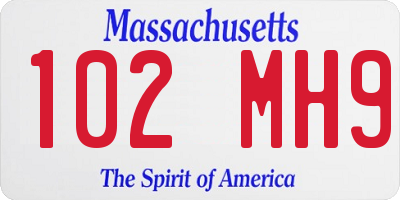 MA license plate 102MH9