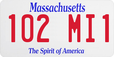 MA license plate 102MI1