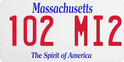 MA license plate 102MI2