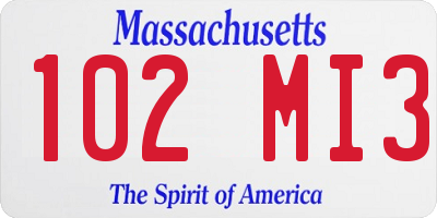 MA license plate 102MI3