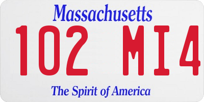 MA license plate 102MI4