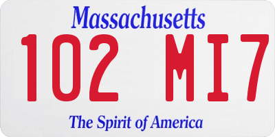 MA license plate 102MI7