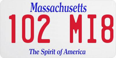 MA license plate 102MI8