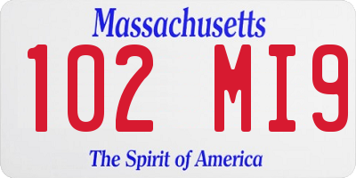 MA license plate 102MI9