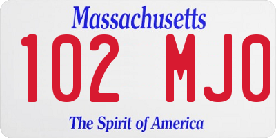 MA license plate 102MJ0