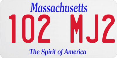 MA license plate 102MJ2