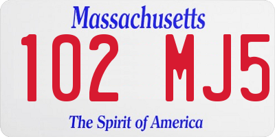 MA license plate 102MJ5