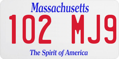 MA license plate 102MJ9