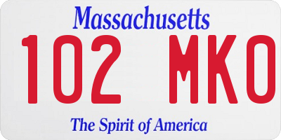 MA license plate 102MK0