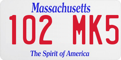 MA license plate 102MK5