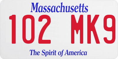 MA license plate 102MK9