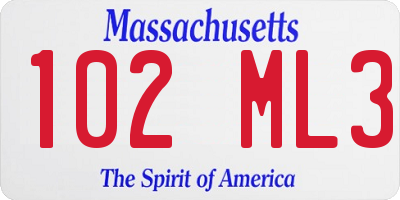 MA license plate 102ML3