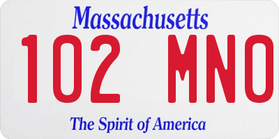 MA license plate 102MN0