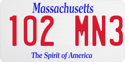 MA license plate 102MN3