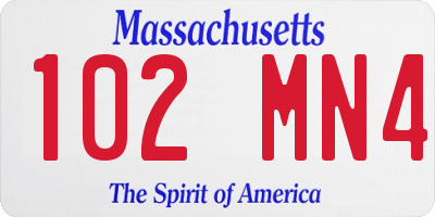 MA license plate 102MN4