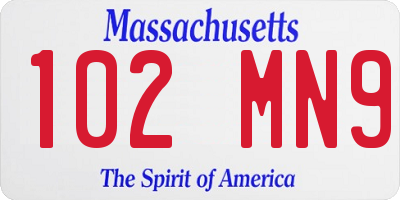 MA license plate 102MN9