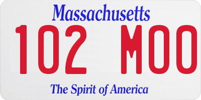 MA license plate 102MO0