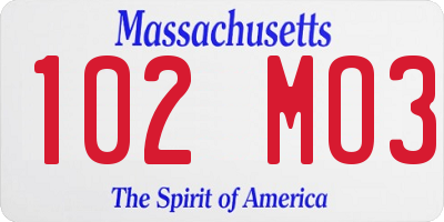 MA license plate 102MO3