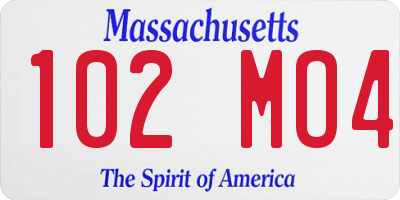 MA license plate 102MO4