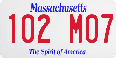 MA license plate 102MO7