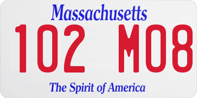 MA license plate 102MO8