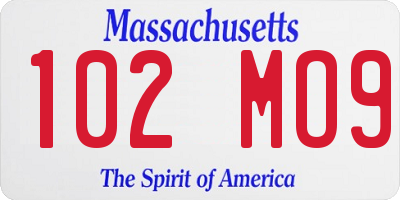 MA license plate 102MO9