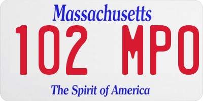 MA license plate 102MP0