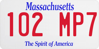 MA license plate 102MP7