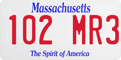 MA license plate 102MR3