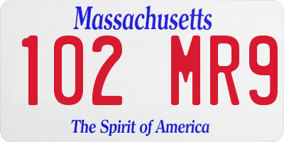 MA license plate 102MR9