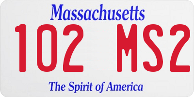 MA license plate 102MS2