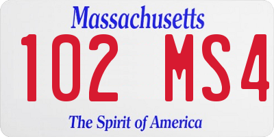 MA license plate 102MS4