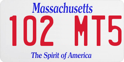 MA license plate 102MT5