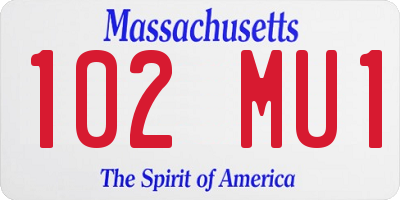 MA license plate 102MU1