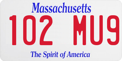 MA license plate 102MU9