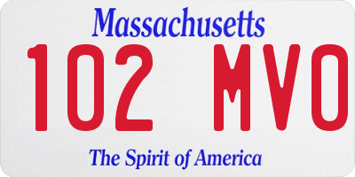 MA license plate 102MV0