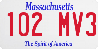 MA license plate 102MV3