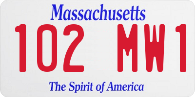 MA license plate 102MW1