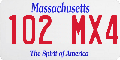 MA license plate 102MX4