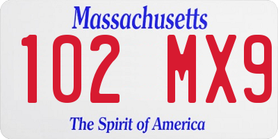 MA license plate 102MX9