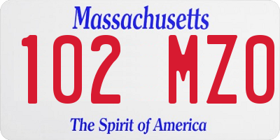 MA license plate 102MZ0