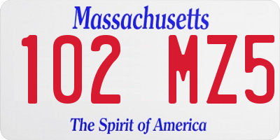 MA license plate 102MZ5