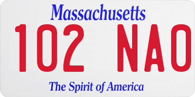 MA license plate 102NA0