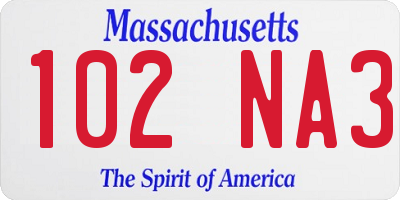 MA license plate 102NA3